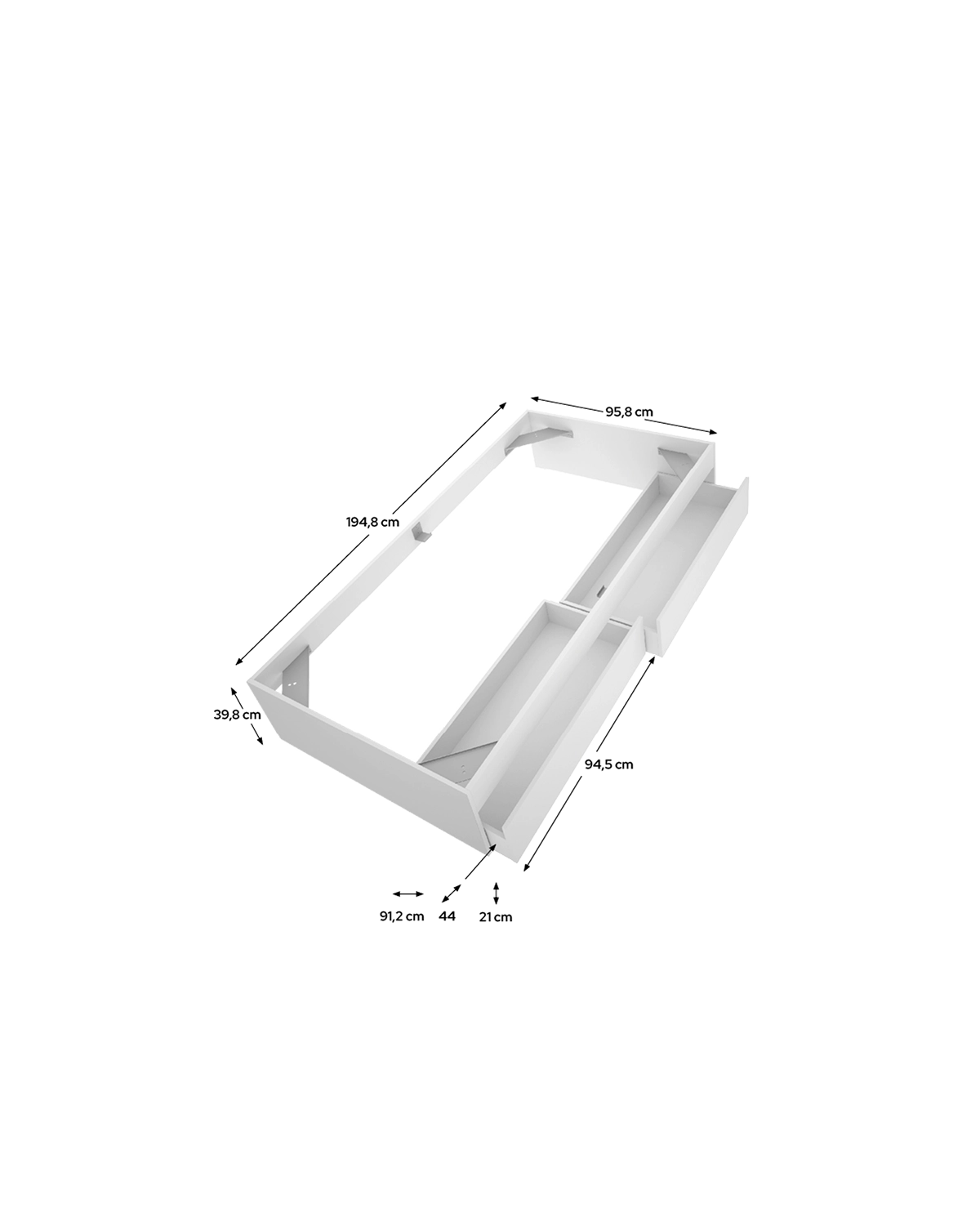 Cama individual con cajones Lago