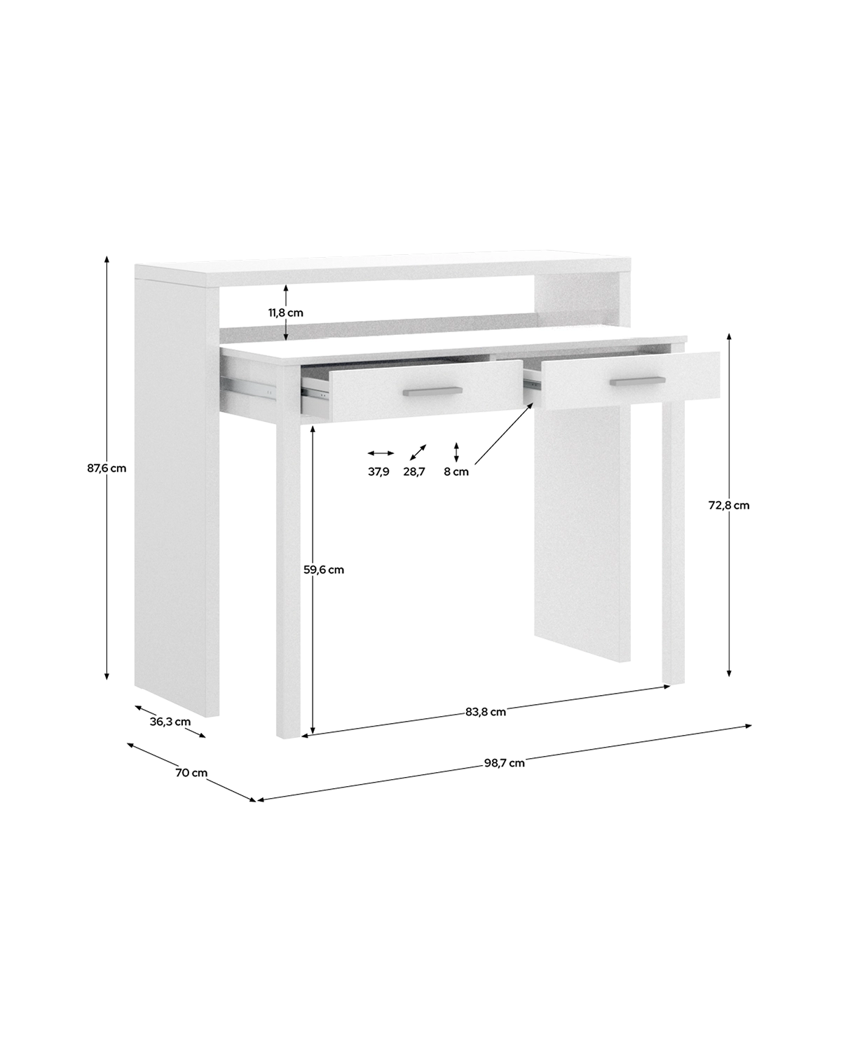 Mesa escritorio/consola extensible Seven