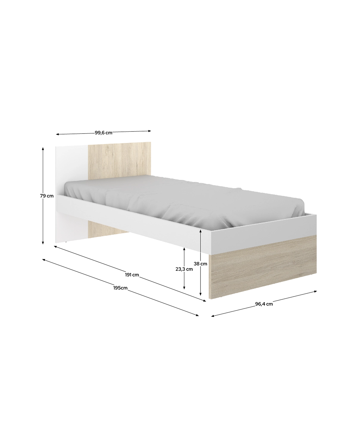 Cama individual con cabecero Dina