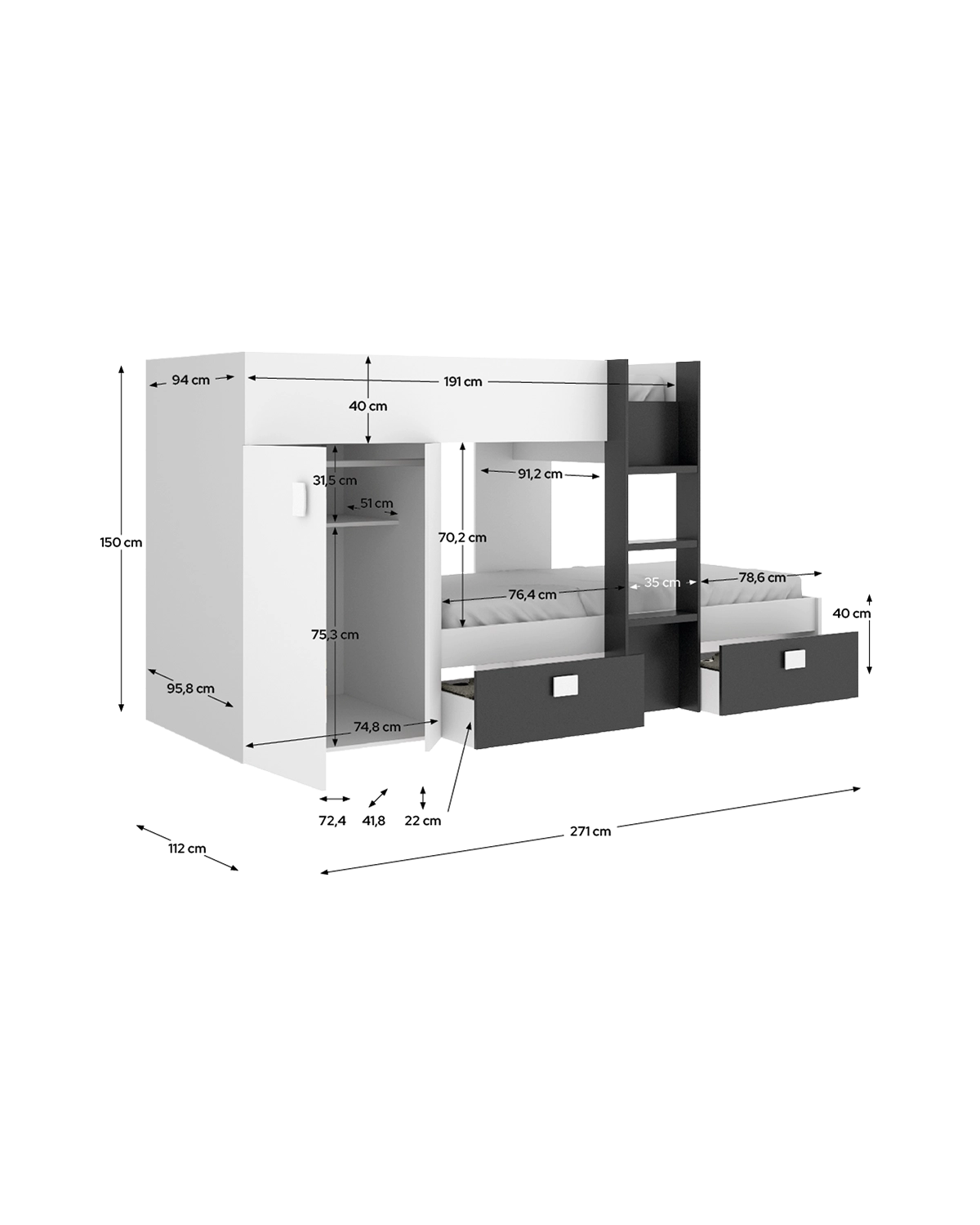 Cama tren reversible Groe