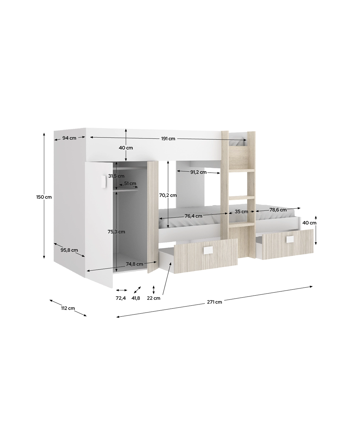 Cama tren reversible Groe