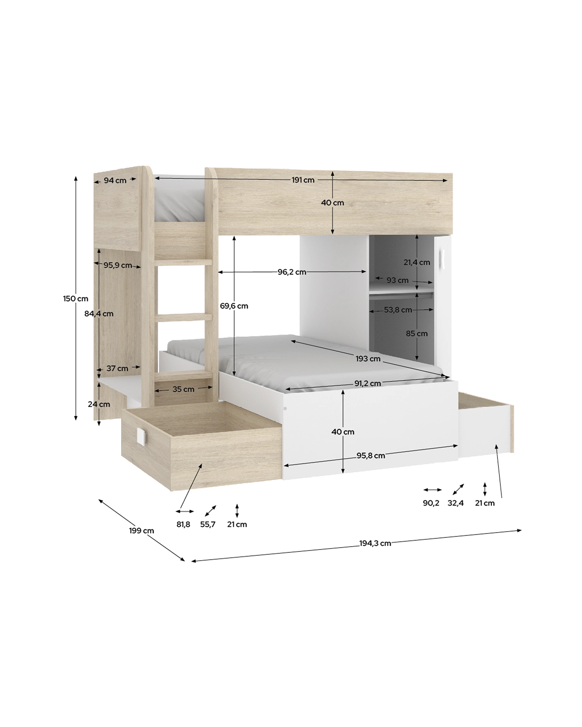 Cama tren reversible Move