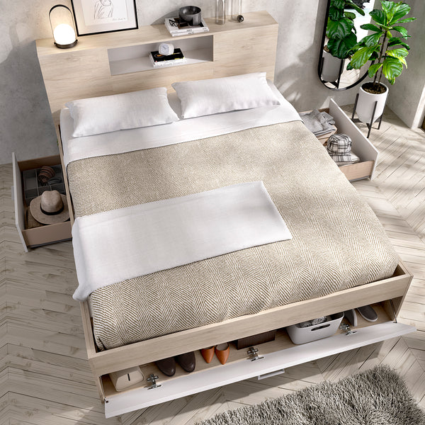 Pack ahorro matrimonio Cama Lanka con cabecero, Colchón Nova Plus y Somier 135 x 190 cm