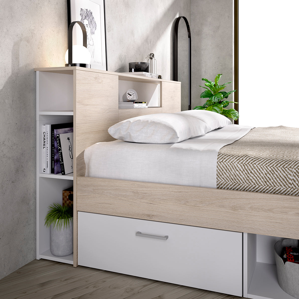 Pack ahorro matrimonio Cama Lanka con cabecero, Colchón Nova Plus y Somier 135 x 190 cm