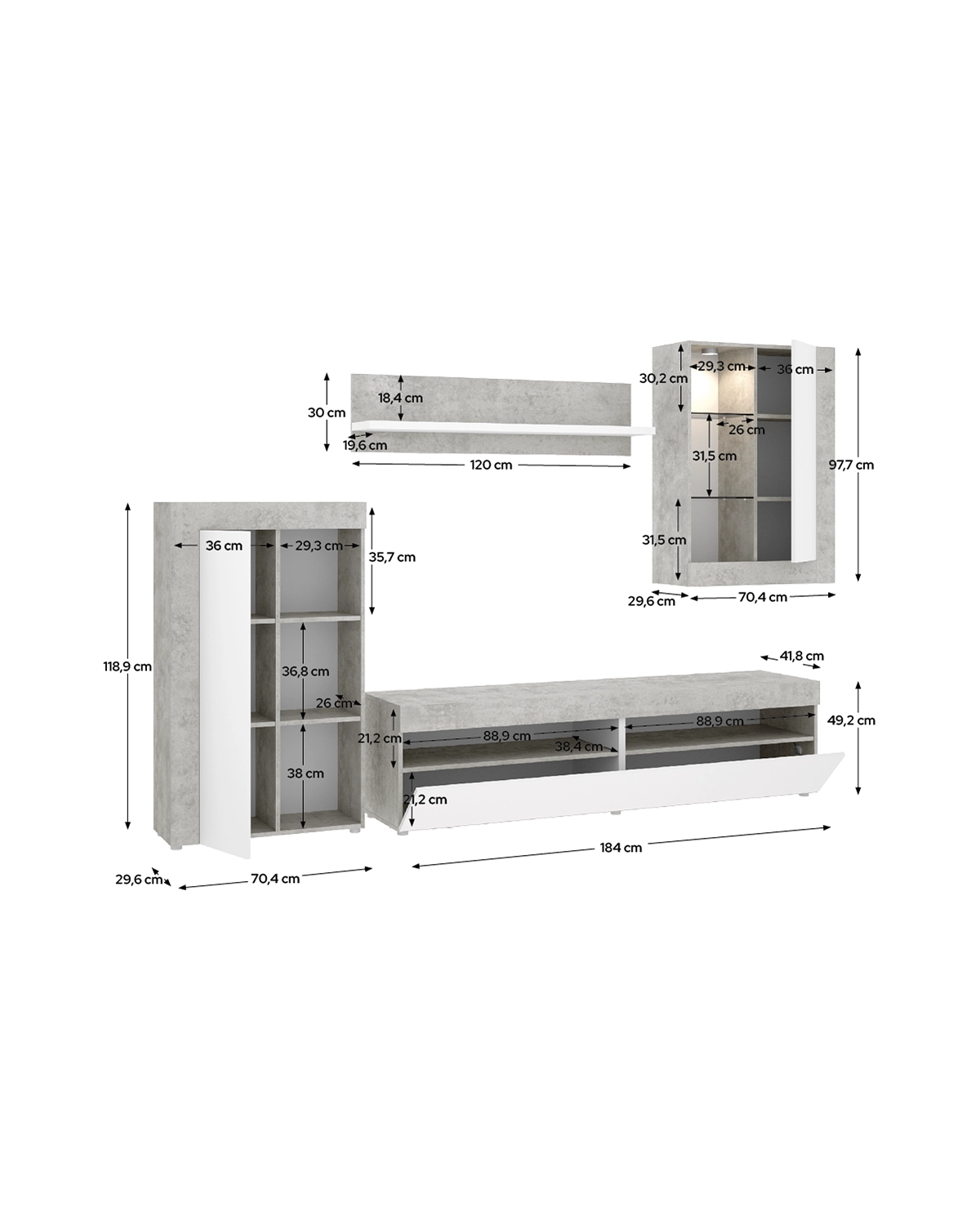 Mueble salón con luz Tokio