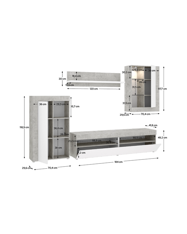 Mueble salón con luz Tokio