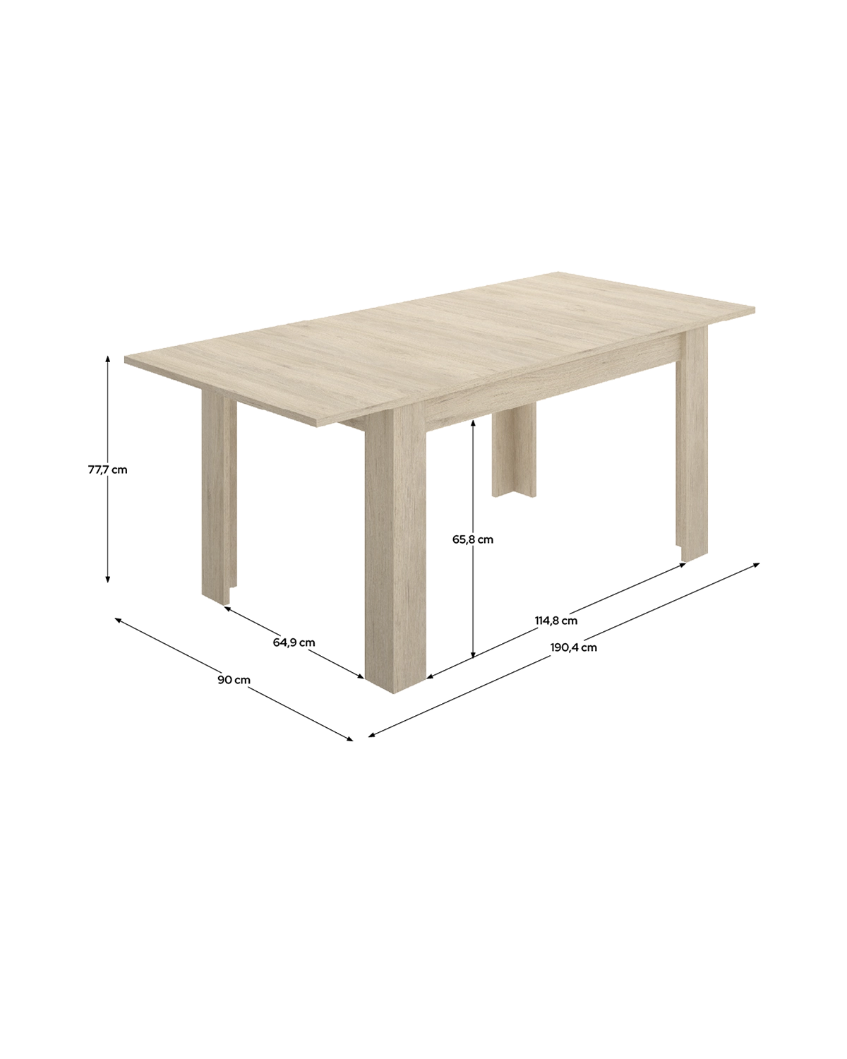 Mesa de comedor rectangular extensible Dine