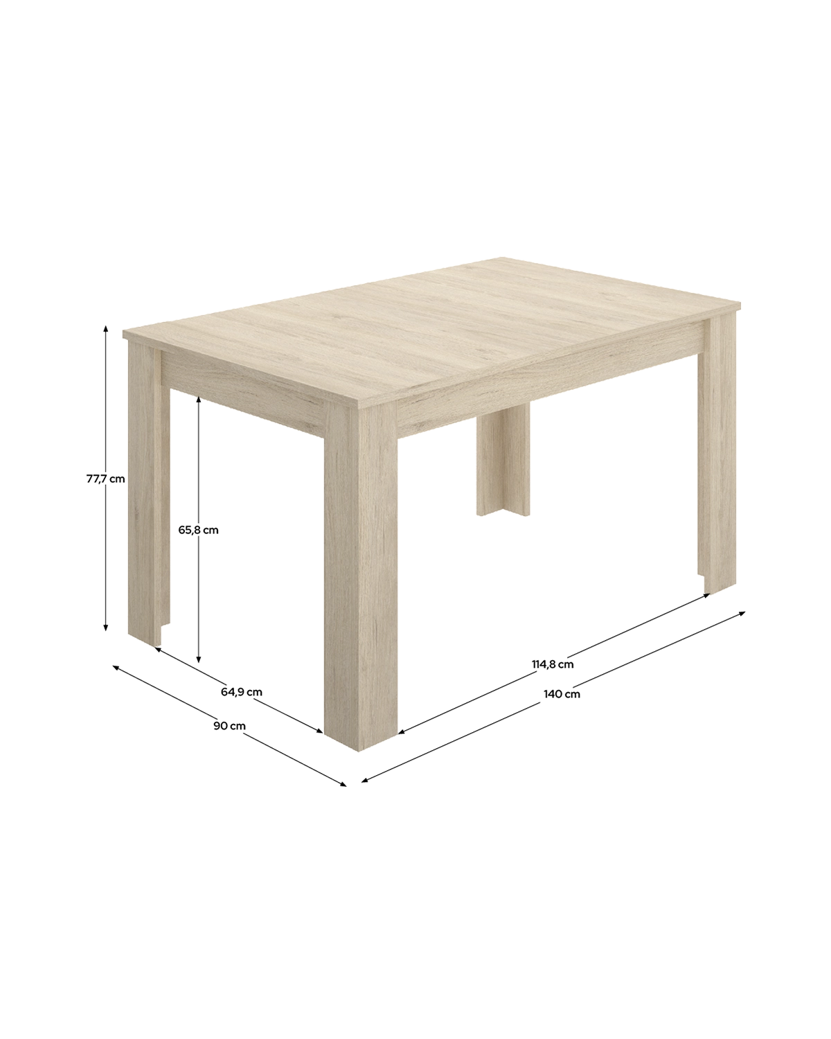 Mesa de comedor rectangular extensible Dine