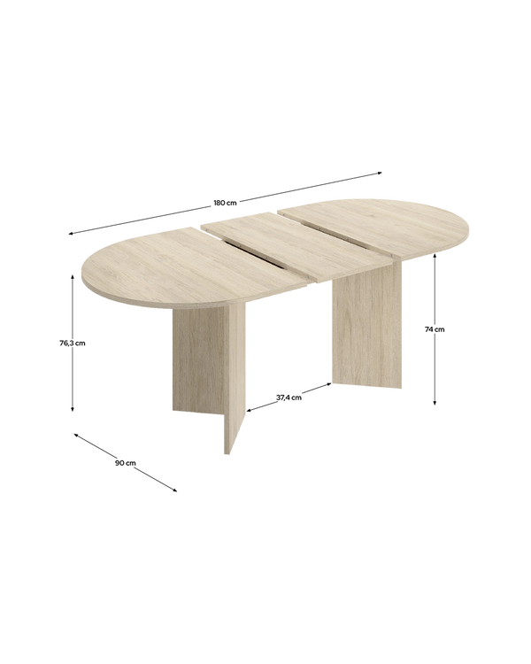 Mesa de comedor ovalada extensible Bari