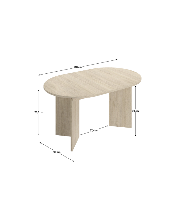 Mesa de comedor ovalada extensible Bari