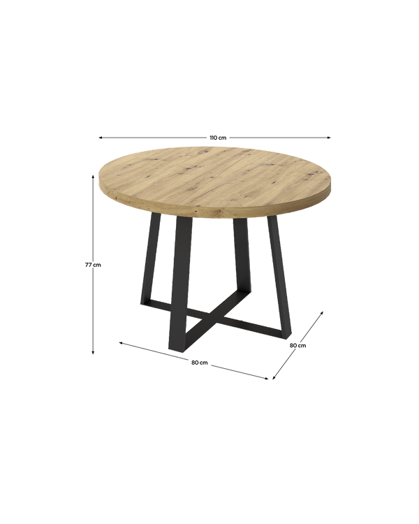 Mesa de comedor redonda extensible Duna