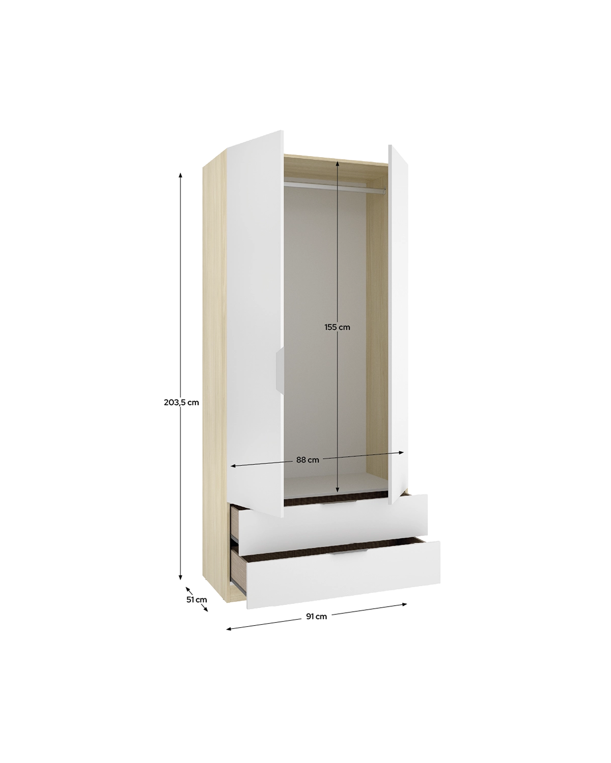 Armario de puertas batentes y cajones Emax