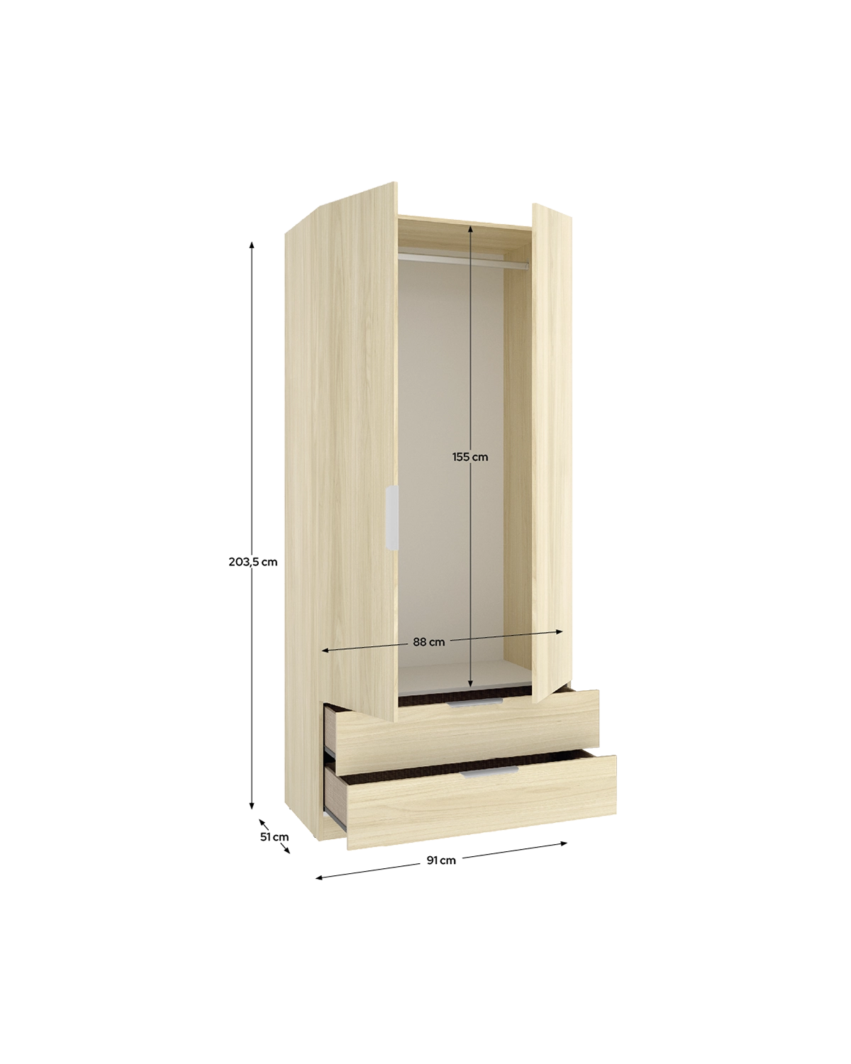 Armario de puertas batentes y cajones Emax