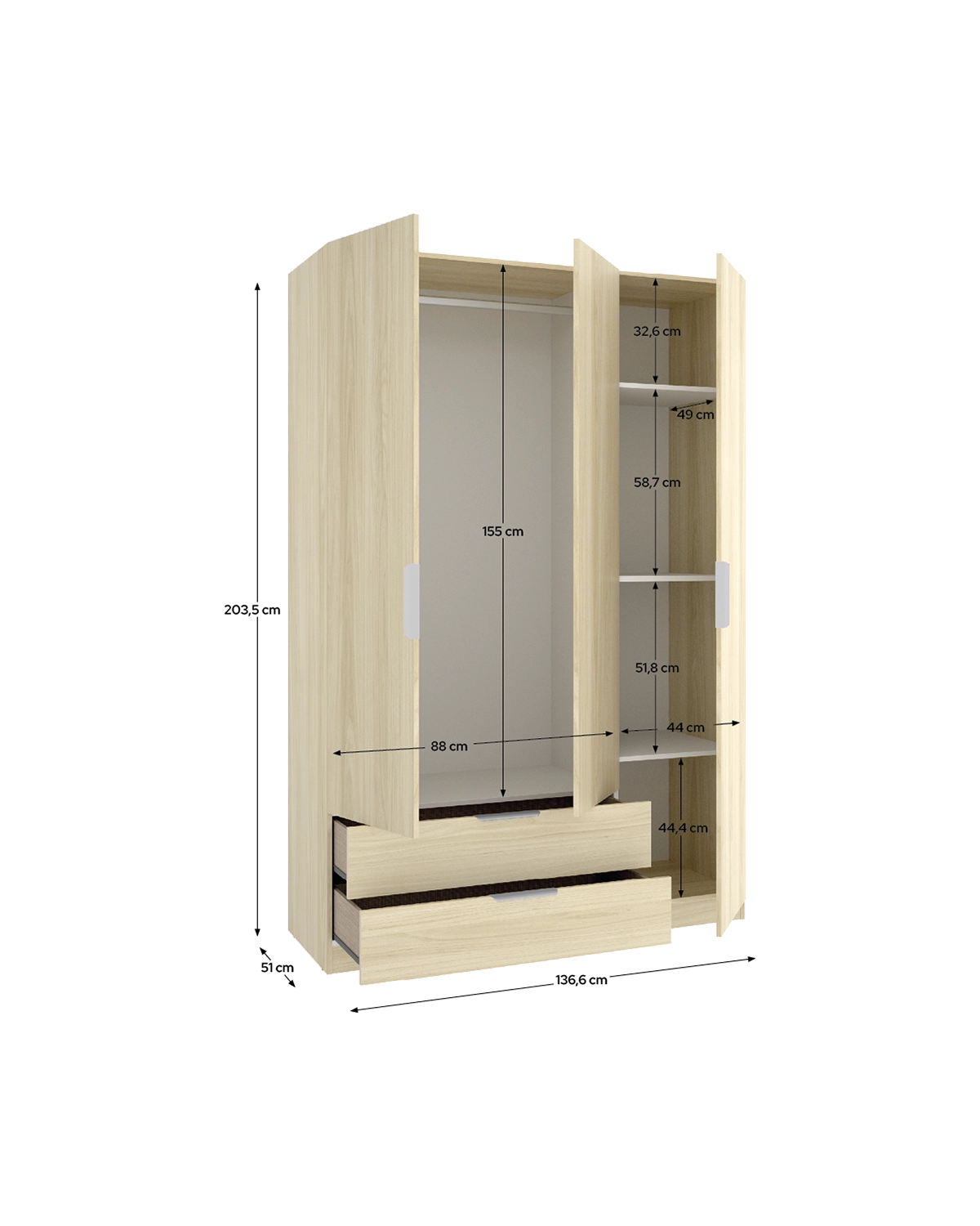 Armario de puertas batentes y cajones Emax