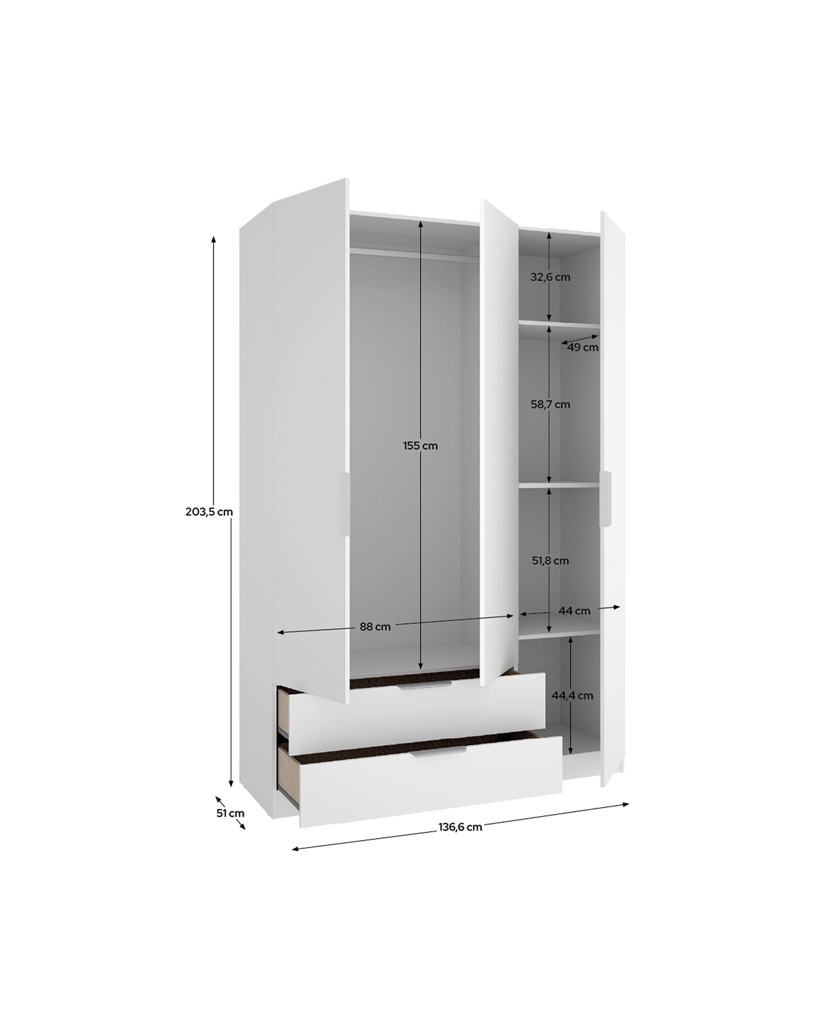 Armario de puertas batentes y cajones Emax