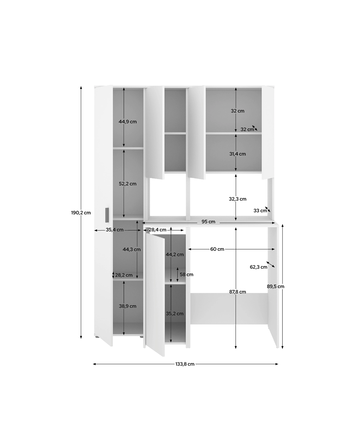 Armario para lavadora con modulo alto y columna multiusos Fit