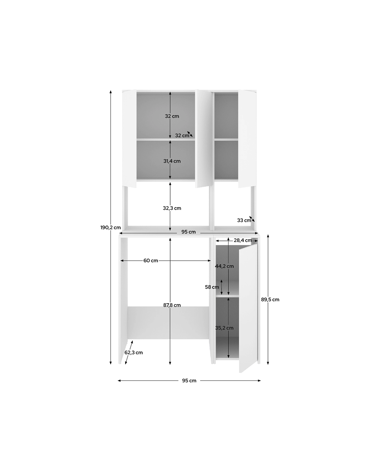 Armario para lavadora con modulo alto y mueble bajo auxiliar Fit
