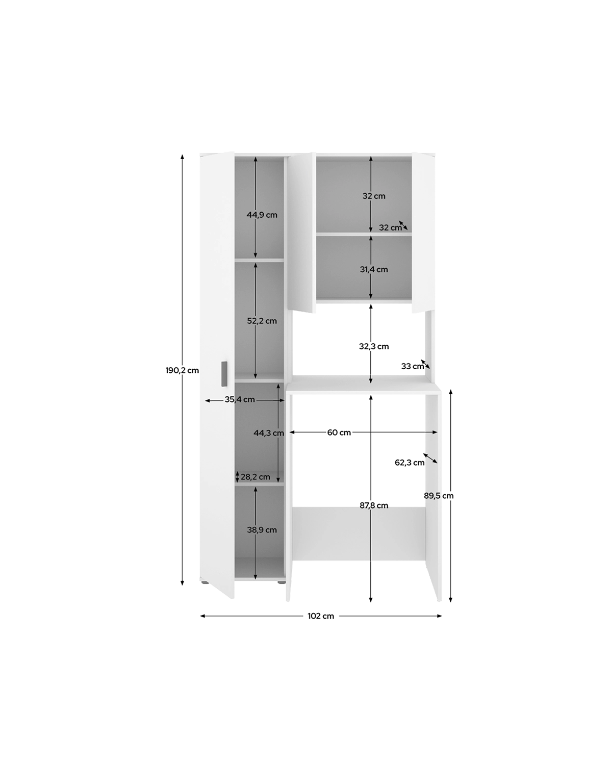 Armario para lavadora con modulo alto y columna auxiliar Fit