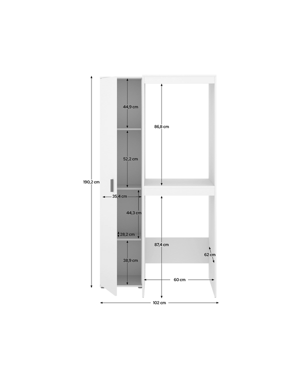 Armario para lavadora secadora con columna auxiliar 1 puerta Fit