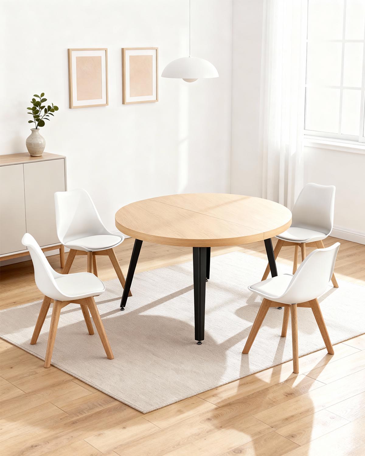 Pack ahorro de mesa extensible Dionne y sillas Mavis