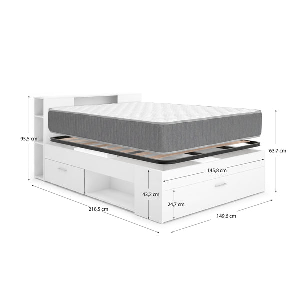 Pack ahorro matrimonio Cama Lanka con Cabecero, Colchón Aurea y Somier 135 x 190 cm
