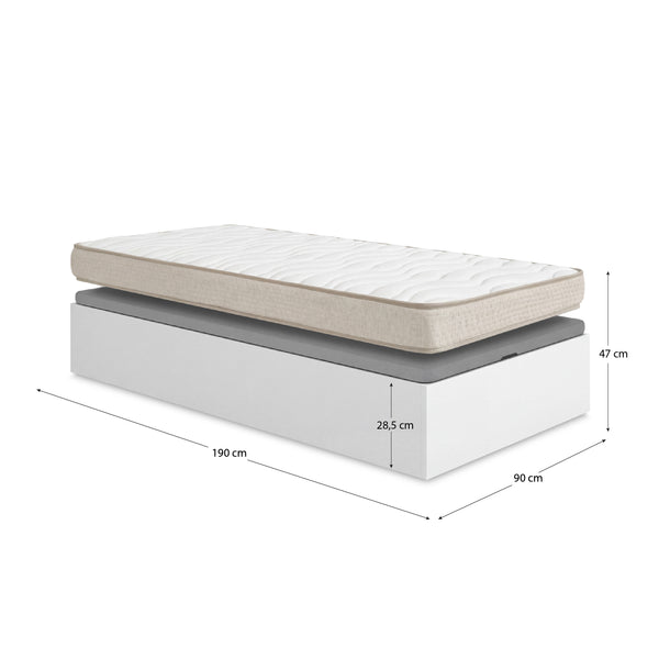 Pack ahorro juvenil Canapé abatible Nest con Colchón viscoelástico Nova 90 x 190 cm