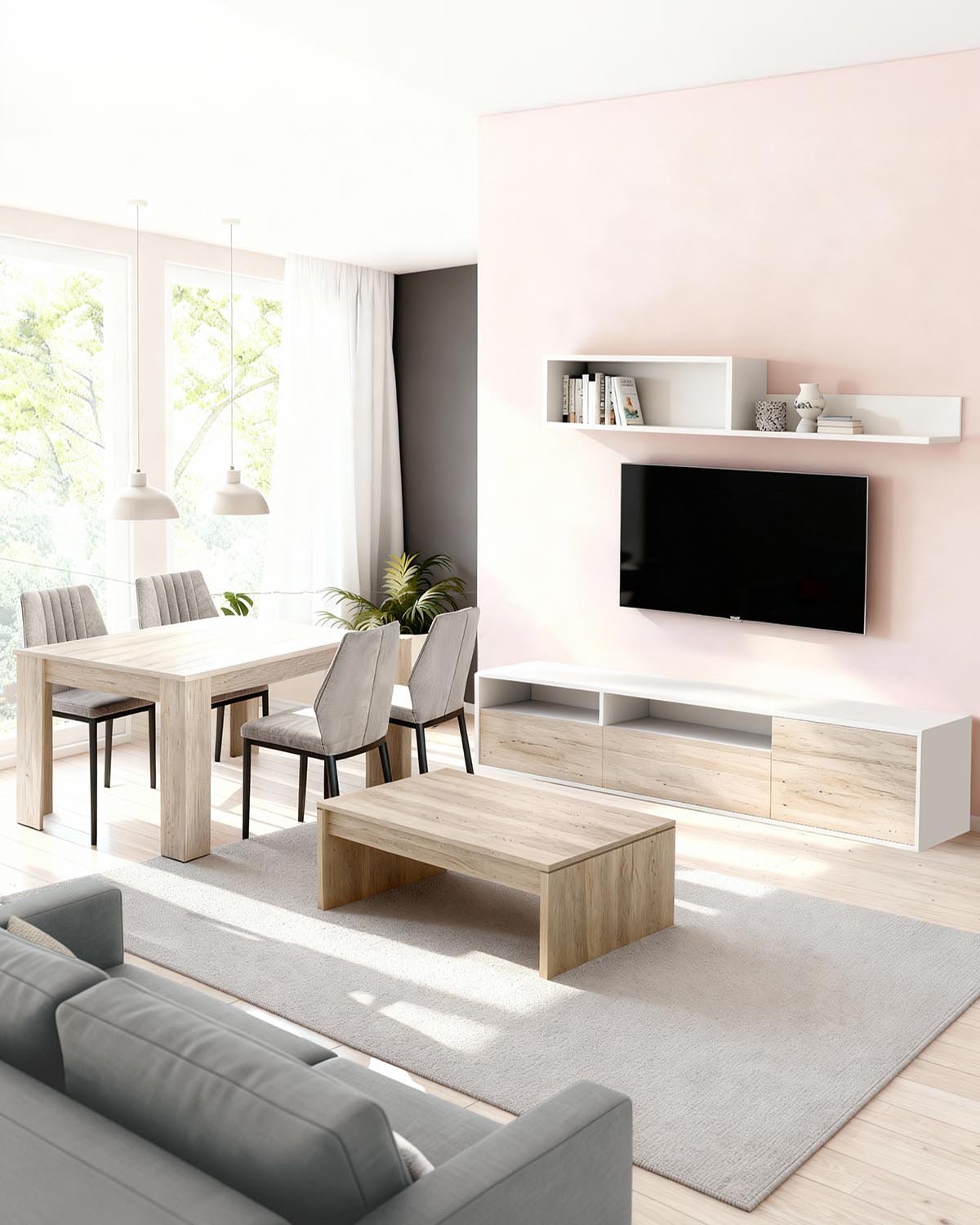 Pack ahorro comedor ocho piezas Bay