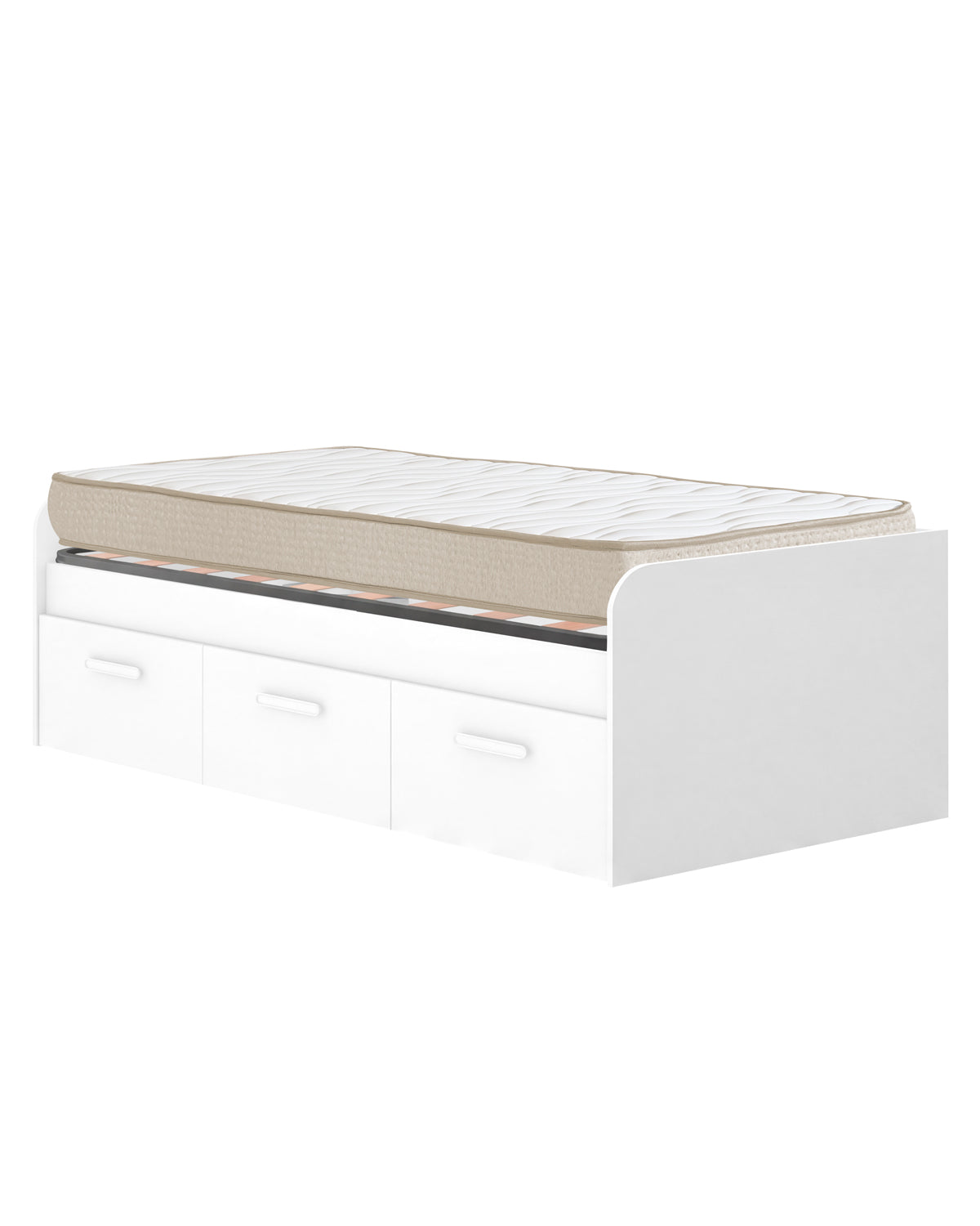 Pack ahorro juvenil Cama Mek con cajones, Colchón viscoelástico Nova y Somier 90 x 190 cm