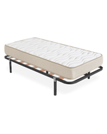 Colchón: Blanco/Beige Somier: Madera/Gris metálico